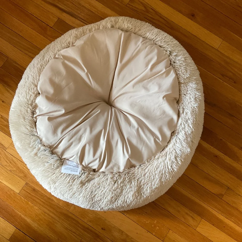 Frisco Long Faux Fur Donut Cat & Dog Bed - Size Medium